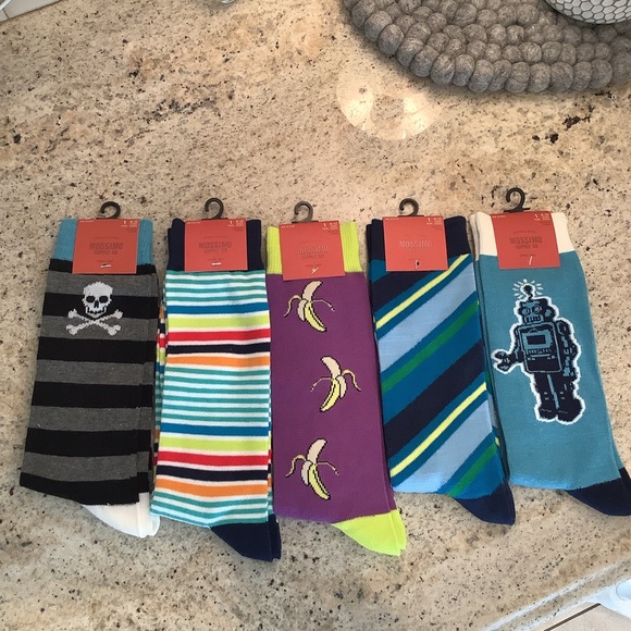 Lot of 5 Men's Colorful Crew Socks - 5 Pairs Fun Novelty Prints - Picture 1 of 3